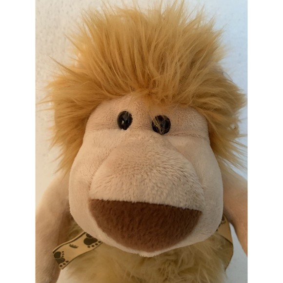 Lion Plush Stuffed Animal Le Rouet Canada Jouet en Peluche Paw Print Ribbon 16" - Picture 13 of 15